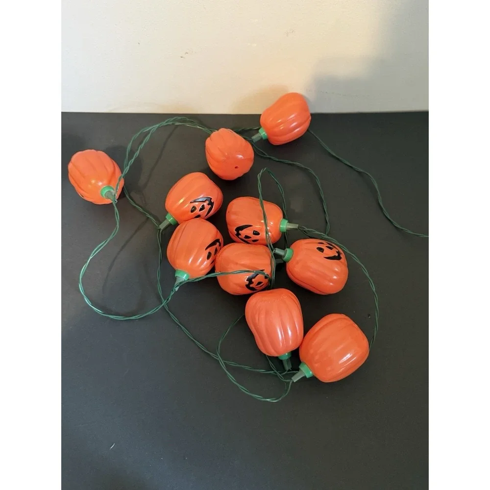 Vintage Hallmark 1989 Boo Blow Mold Pumpkin Halloween String Lights WORKING!